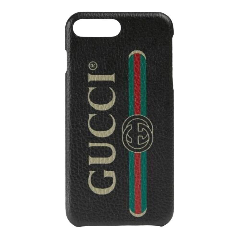 GUCCI Printed Logo Leather iPhone 8 Plus Case Black w/ Gift Box 549078-572353